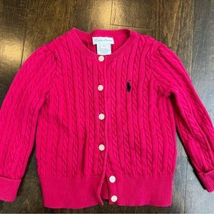 Ralph Lauren pink cardigan. Size 18m
